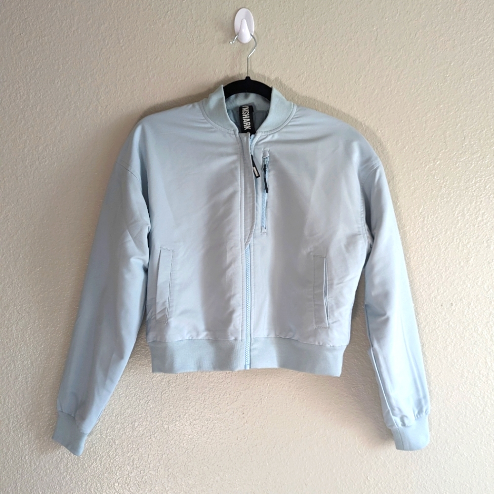 baby blue Gymshark bomber jacket size XS